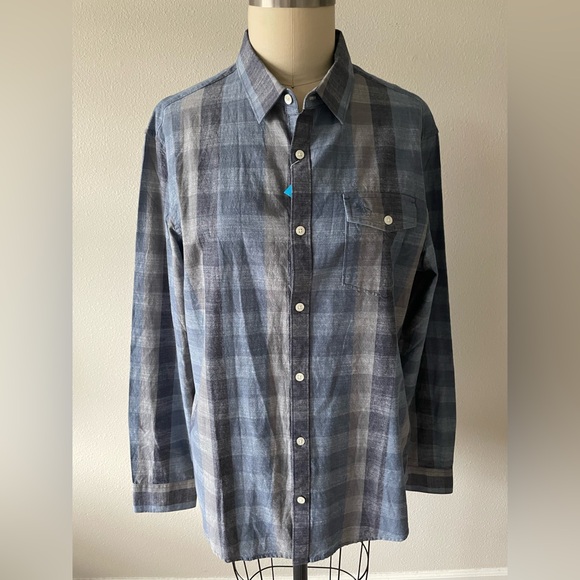 Original Penguin Men's Cotton Blue Plaid Shirt - Picture 5 of 9